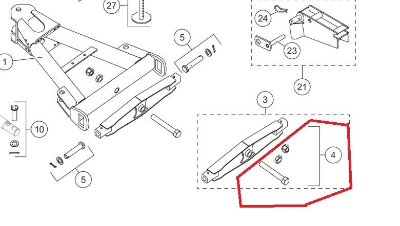 Western 67842-1 Ultramount Pivot Bar Pivot 1"-8 X 7 Bolt Kit 67855 Ultra mount 2