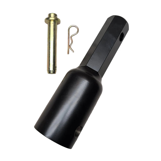 Auger Adapter 2-9/16 Inch Round Unit Female to 2 Inch Hex Bit Male & Pin
